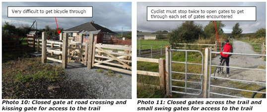 anyone cycling the trail should be prepared to open gates and in some cases lift their bicycle across a gate.